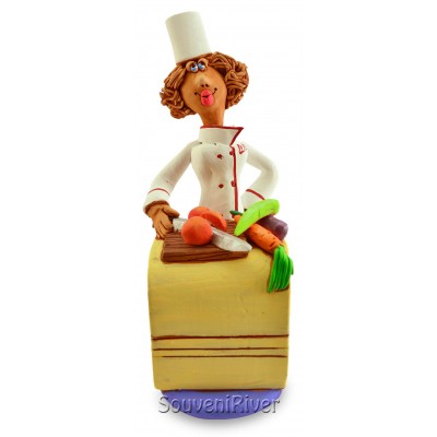 Статуетка "Шеф-кухар (жінка) за столом"